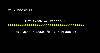 Sword of fargoal Title Screen